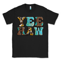 Black western sunflowers turquoise leopard yee haw Classic Tee - BarkalooDesign