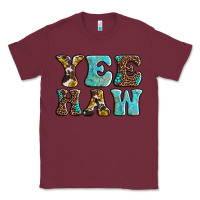 Burgundy western sunflowers turquoise leopard yee haw Classic Tee - BarkalooDesign