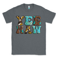 Charcoal Heather western sunflowers turquoise leopard yee haw Classic Tee - BarkalooDesign