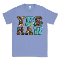 Colony Blue western sunflowers turquoise leopard yee haw Classic Tee - BarkalooDesign