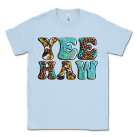Dusty Blue western sunflowers turquoise leopard yee haw Classic Tee - BarkalooDesign