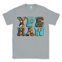 Heather Grey western sunflowers turquoise leopard yee haw Classic Tee - BarkalooDesign