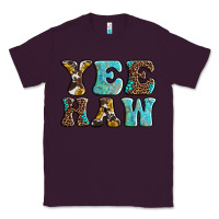 Plum western sunflowers turquoise leopard yee haw Classic Tee - BarkalooDesign