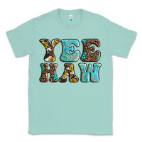 Seafoam western sunflowers turquoise leopard yee haw Classic Tee - BarkalooDesign