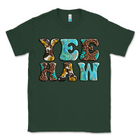 Sports Green western sunflowers turquoise leopard yee haw Classic Tee - BarkalooDesign
