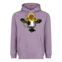Lavender holstein cow with sunflower Heavyweight Hoodie - BarkalooDesign