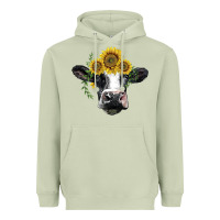 Matcha holstein cow with sunflower Heavyweight Hoodie - BarkalooDesign