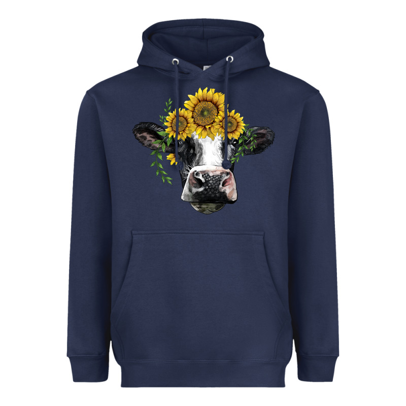 Holstein Cow With Sunflower Heavyweight Hoodie by BarkalooDesign | Teevron