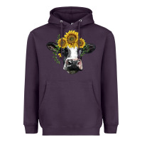 Plum holstein cow with sunflower Heavyweight Hoodie - BarkalooDesign