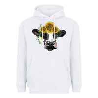 White holstein cow with sunflower Heavyweight Hoodie - BarkalooDesign