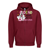 Burgundy dead inside but it's christmas Zipper Hoodie - MaliasSmallBusiness