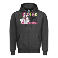 Charcoal Heather dead inside but it's christmas Zipper Hoodie - MaliasSmallBusiness