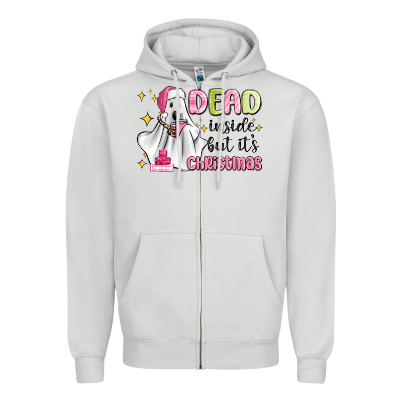 Dead Inside But It's Christmas Zipper Hoodie by MaliasSmallBusiness | Teevron