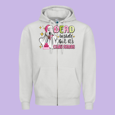 Dead Inside But It's Christmas Zipper Hoodie Designed By Maliassmallbusiness