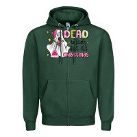 Sports Green dead inside but it's christmas Zipper Hoodie - MaliasSmallBusiness
