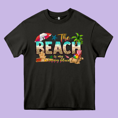 The Beach Is My Happy Place Heavy Core Tee Designed By Texasbilliewilder