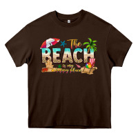 Chocolate Brown the beach is my happy place Heavy Core Tee - texasbilliewilder
