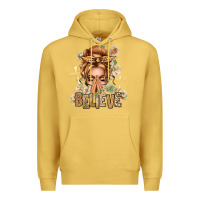 Antique Gold Blonde Hair Believe Praying Caucasian Messy Bun Premium Hoodie - texasbilliewilder