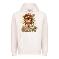 Pale Pink Blonde Hair Believe Praying Caucasian Messy Bun Premium Hoodie - texasbilliewilder