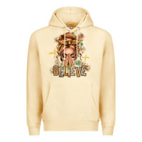 Pina Colada Blonde Hair Believe Praying Caucasian Messy Bun Premium Hoodie - texasbilliewilder