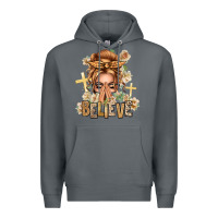 Rock Blonde Hair Believe Praying Caucasian Messy Bun Premium Hoodie - texasbilliewilder