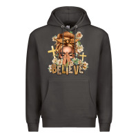 Smoke Blonde Hair Believe Praying Caucasian Messy Bun Premium Hoodie - texasbilliewilder