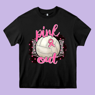 Pink Out Volleyball Heavy Core Tee Designed By Barkaloodesign