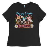 Black Happy Easter Heifers Ladies Tee - RanaPortraitStore