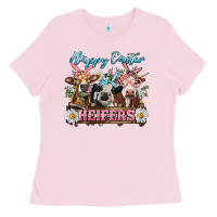 Bubblegum Pink Happy Easter Heifers Ladies Tee - RanaPortraitStore