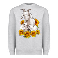Heather Grey goat family with sunflowers Heavyweight Sweatshirt - Artiststas