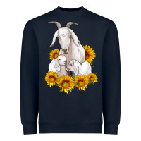 Navy goat family with sunflowers Heavyweight Sweatshirt - Artiststas