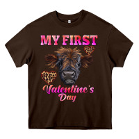 Chocolate Brown my first valentine's day highland calf Heavy Core Tee - RanaPortraitStore