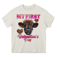 Cream my first valentine's day highland calf Heavy Core Tee - RanaPortraitStore