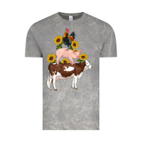 Cloud Rock western farm life cow pig rooster with sunflowers Vintage Tee - Artiststas