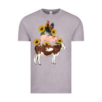 Vintage Zinc western farm life cow pig rooster with sunflowers Vintage Tee - Artiststas