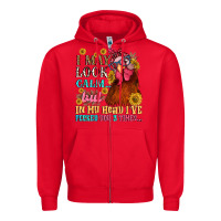 Red i may look calm but in my head i pecked you three Zipper Hoodie - NancyCooperArtShop