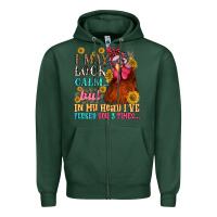 Sports Green i may look calm but in my head i pecked you three Zipper Hoodie - NancyCooperArtShop