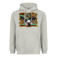 Moon Dust holstein cow with cap and leopard background Heavyweight Hoodie - BarkalooDesign