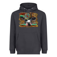 Smoke holstein cow with cap and leopard background Heavyweight Hoodie - BarkalooDesign