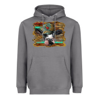 Storm holstein cow with cap and leopard background Heavyweight Hoodie - BarkalooDesign