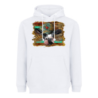 White holstein cow with cap and leopard background Heavyweight Hoodie - BarkalooDesign