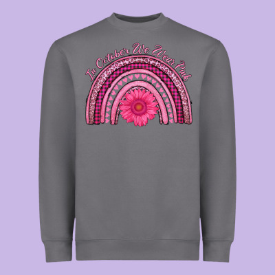 In October We Wear Pink Rainbow Heavyweight Sweatshirt Designed By Adodesignshop
