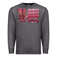 Charcoal Heather howdy howdy howdy honey with cowgirl boots Premium Sweatshirt - RanaPortraitStore