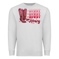 Dove Grey howdy howdy howdy honey with cowgirl boots Premium Sweatshirt - RanaPortraitStore