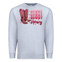 Heather Grey howdy howdy howdy honey with cowgirl boots Premium Sweatshirt - RanaPortraitStore