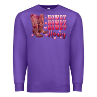 Purple howdy howdy howdy honey with cowgirl boots Premium Sweatshirt - RanaPortraitStore