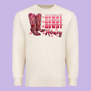 Howdy Howdy Howdy Honey With Cowgirl Boots Premium Sweatshirt Designed By Ranaportraitstore