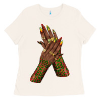 Bone juneteenth nail art with afro hand Ladies Tee - texasbilliewilder