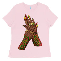 Juneteenth Nail Art With Afro Hand Ladies Tee | Teevron