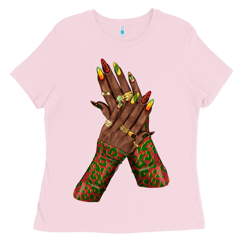 Juneteenth Nail Art With Afro Hand Ladies Tee by texasbilliewilder | Teevron